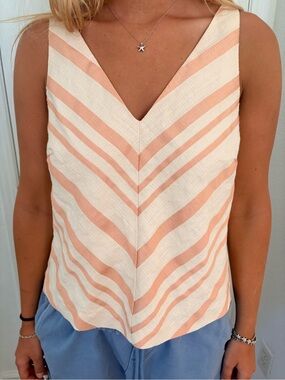 Anthropologie HD in Paris Peach & Cream Chevron V-Neck Camisole